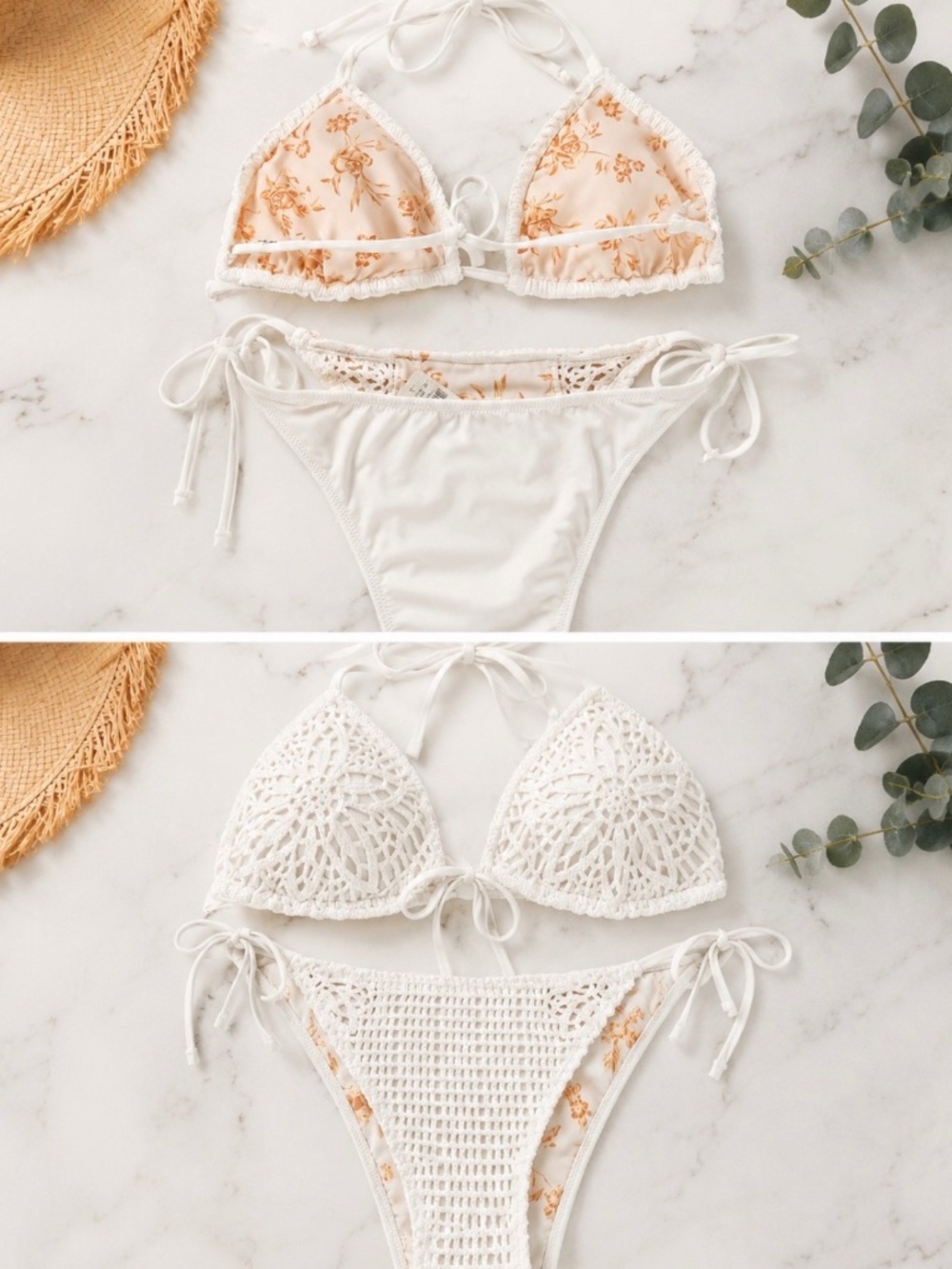 Aerie Crochet Floral String Bikini Set NWT – Large Top / Medium Bottom